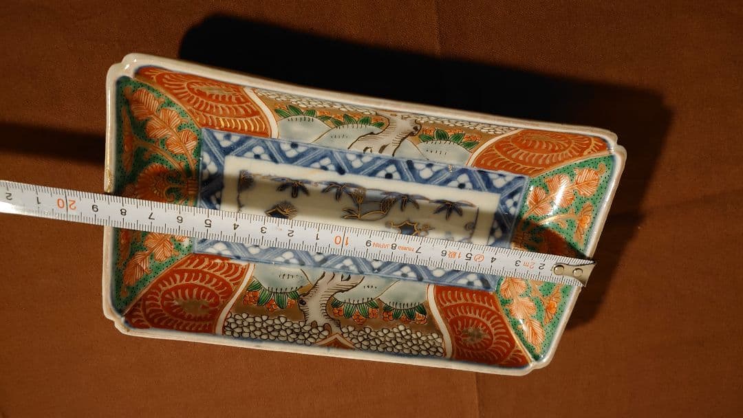 大聖寺伊万里 古伊万里 伊万里 色絵 金襴手 角皿 華の図 江戸期 1客