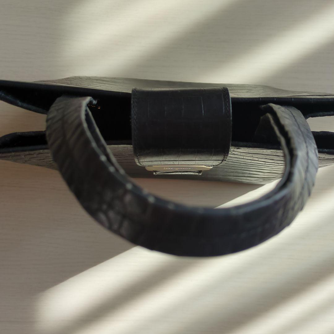 Ferragamo ブラック クロコダイル風 バッグ