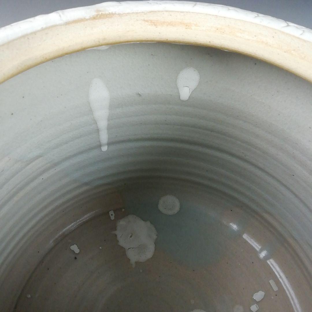 T818 水指 『罅釉』『東原窯 羽柴良一 作』 共箱 茶道具