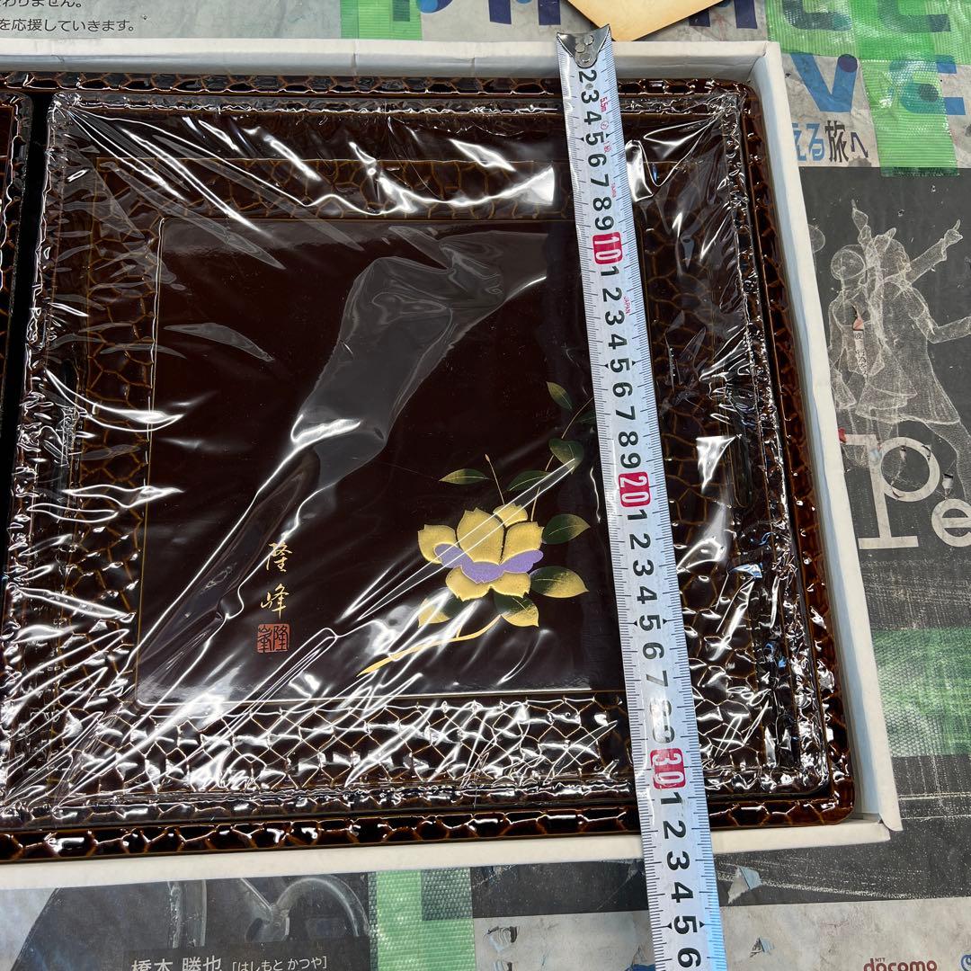 漆器トレイセット 花模様 3点セット