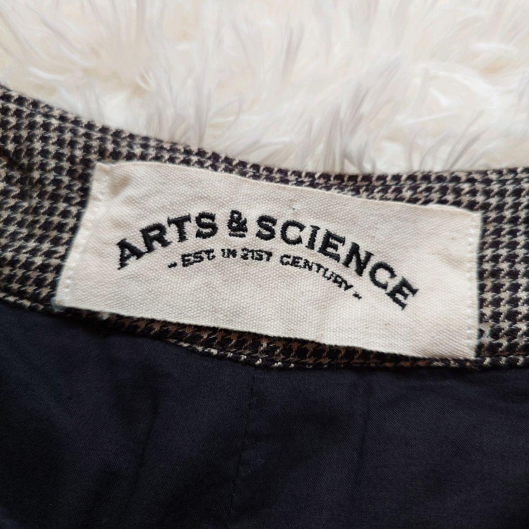 アーツアンドサイエンス　シワ加工　千鳥格子柄　サルエルパンツ　ウール　リネン