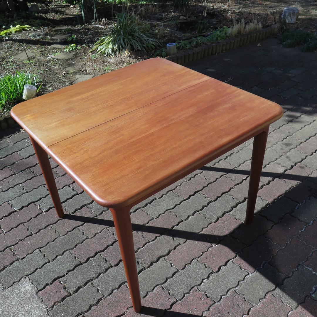 y*1様 北欧 ヴィンテージ チーク無垢天板 エクステンション拡張 ダイニングテ