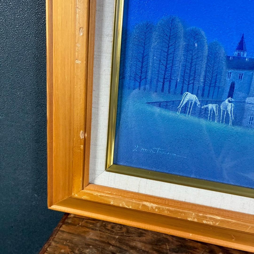 松浦敬文「水辺の城」キャンバスに油彩 共シール 直筆サイン入り 飛翔