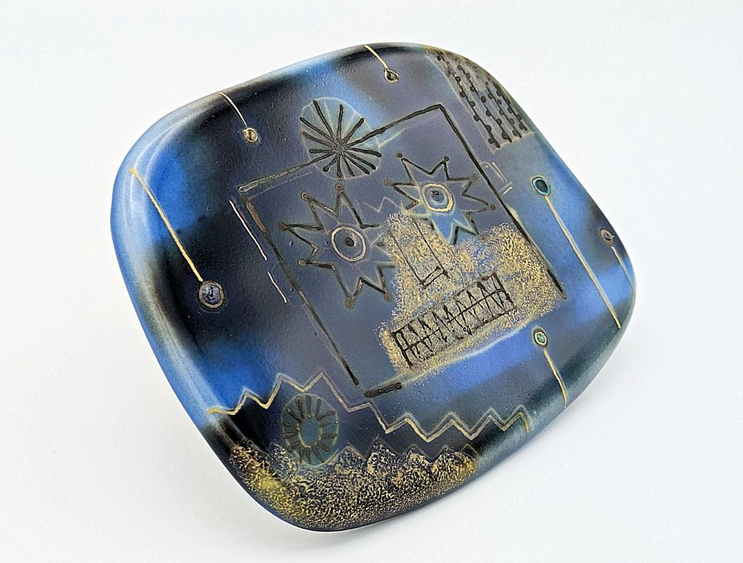 人気作家作品 美品★伊藤北斗 釉刻色絵陶板 夢の景色★2005年頃の個展で購入