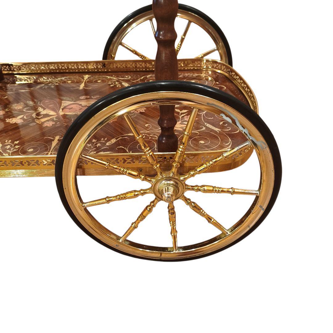 イタリア製 象嵌 ティーワゴン アンティーク 豪華 キャスター キッチン