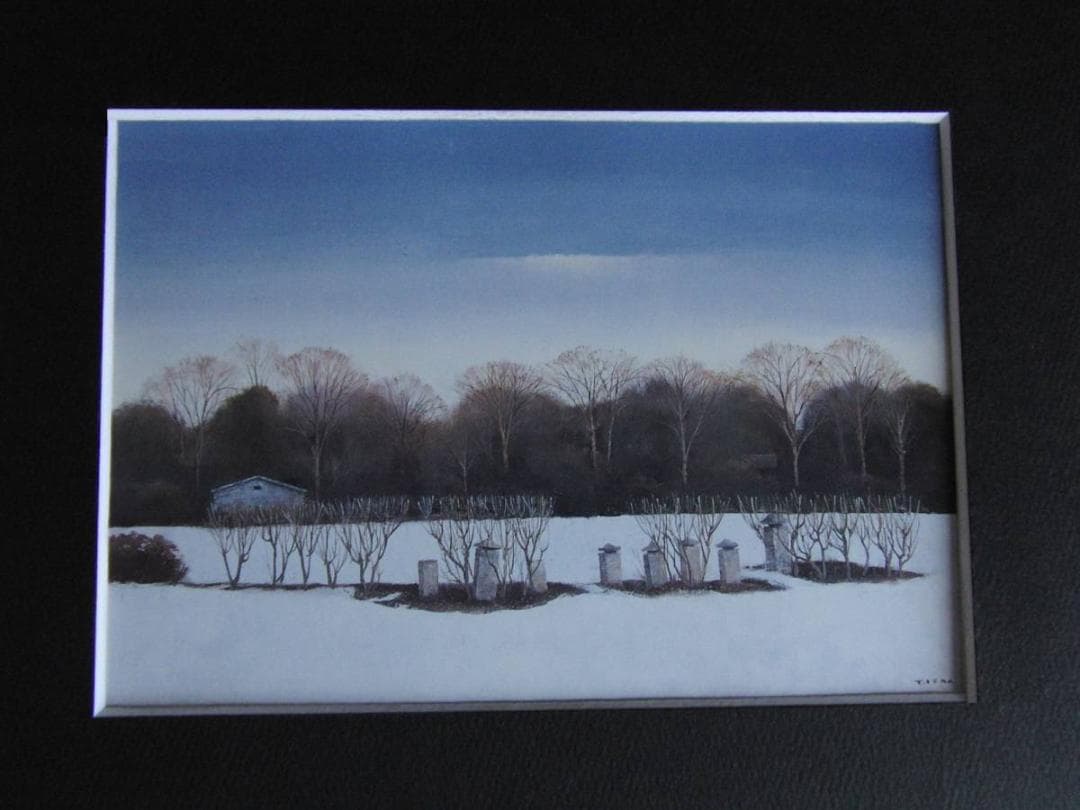 悳俊彦、【武蔵野の冬（三富新田）】、希少な額装用画集より、新品額装付、状態良好