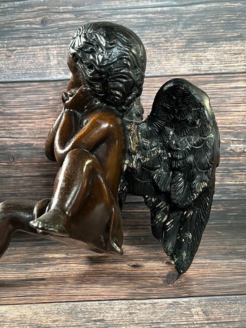 アンティーク天使像置物インテリアエンジェルキューピッドブロンズ