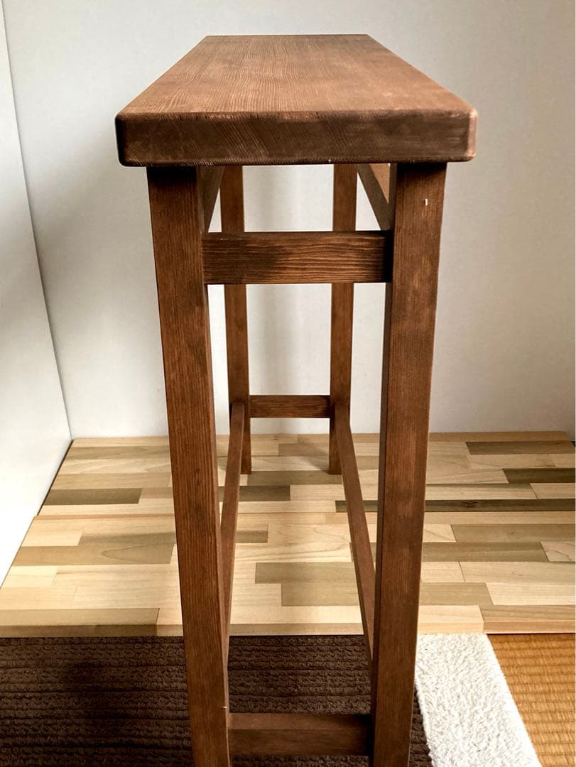 アンティーク調　花台　鉢置き台　ディスプレイ台　ウォールナット塗装　ハンドメイド