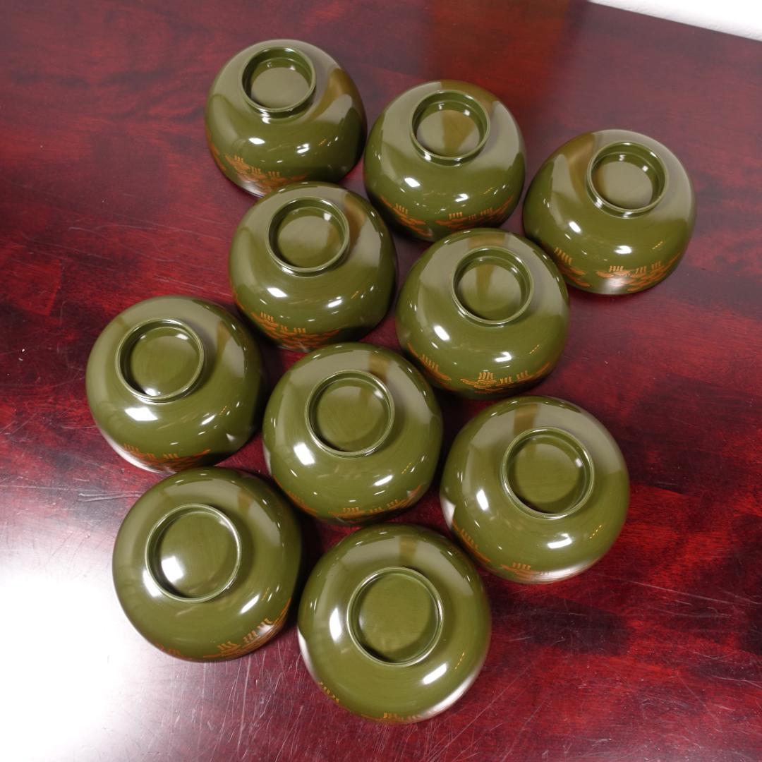 江戸時代後期の蒔絵師 橘屋浅野友七 一富士二鷹三茄子図 蒔絵 吸物椀 10客