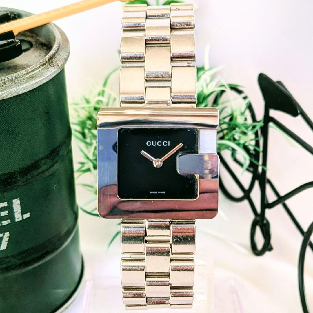 良品 GUCCIグッチ メンズ腕時計ブラック3600J ボリューム感 電池交換済