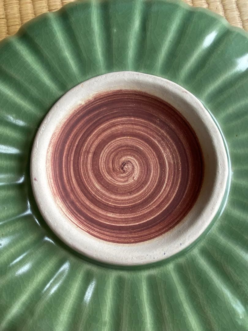 アンティークー中国龍泉窯の大皿-未使用 アンティークー中国龍泉窯の大皿-