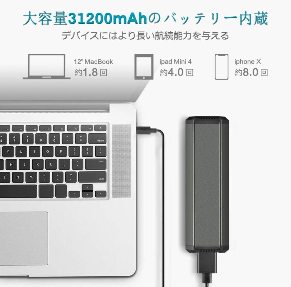 ポータブル電源 31200mAh