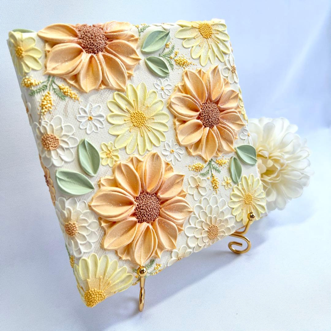 melia テクスチャーアート 絵画 インテリアアート 花 立体 絵