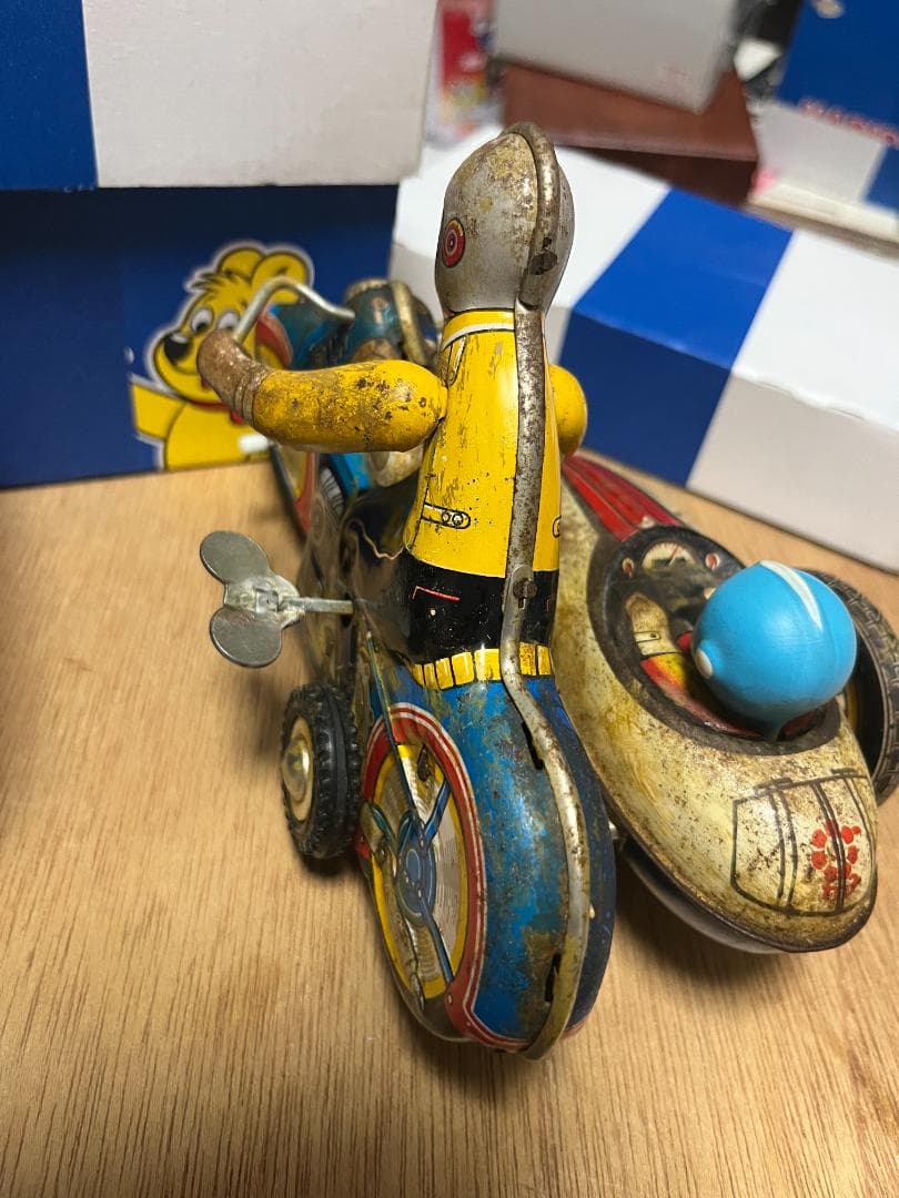 【初版】1960年代　ブリキサイドカー　動作確認済【キカイダー流用】