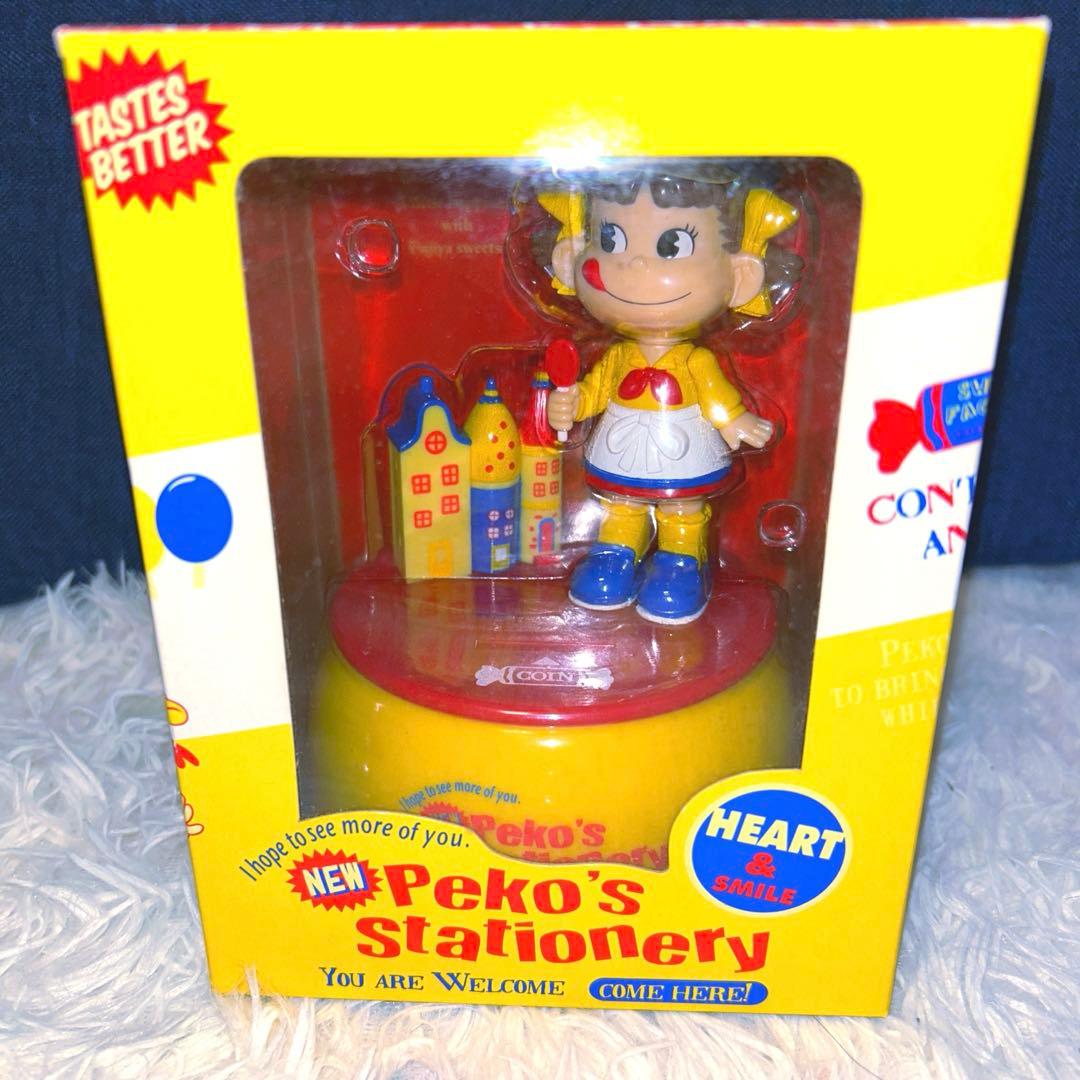 新品未開封 輸送箱あり ペコちゃん首振り人形貯金箱 不二家ミルキー