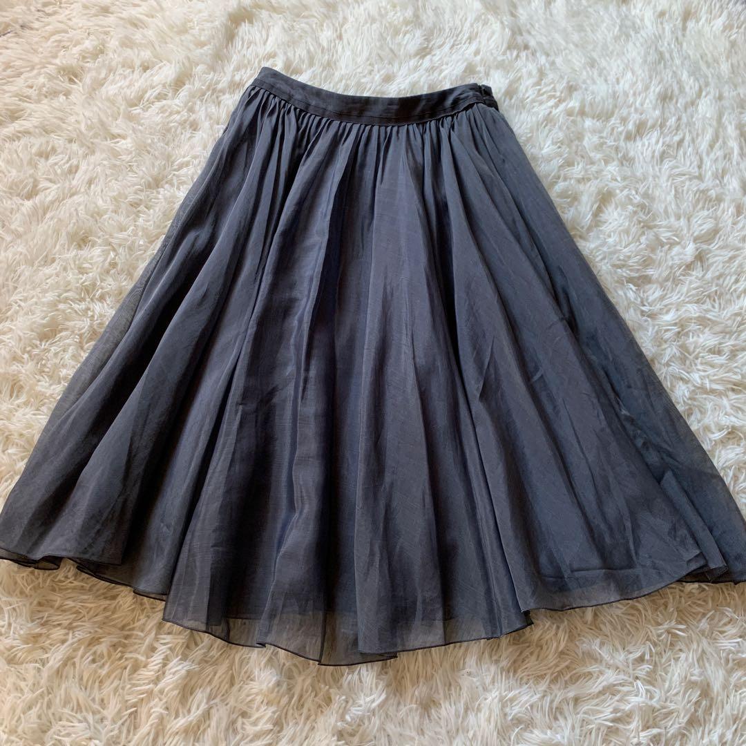 美品✨人気 フォクシー シアーサーキュラー スカート フレア シルク混 38