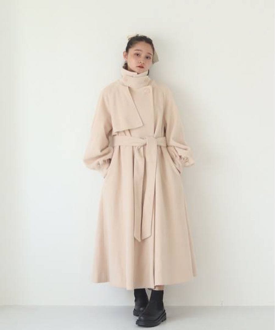 muguet stand collar long coat ivory ミュゲ - メルカリ