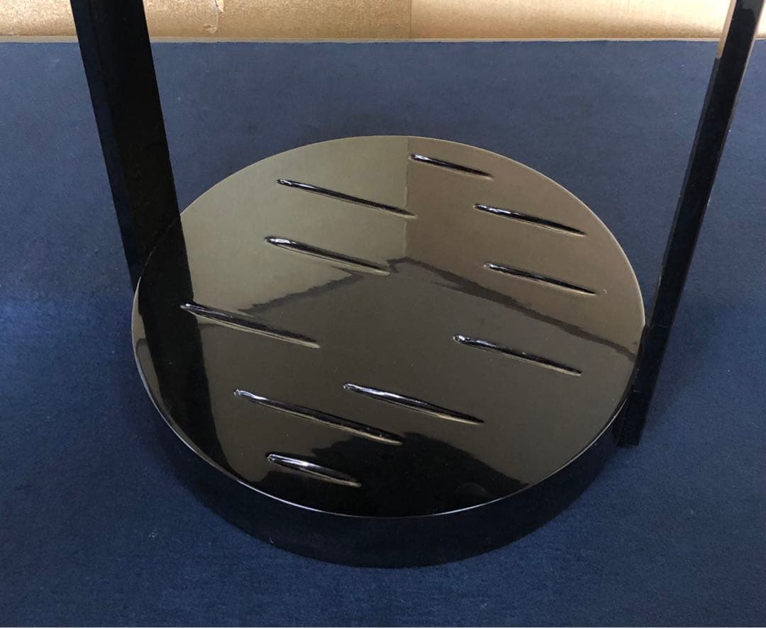 《R》茶道具 輪島塗 黒真塗 丸卓 光栄堂作 共箱　260109き2