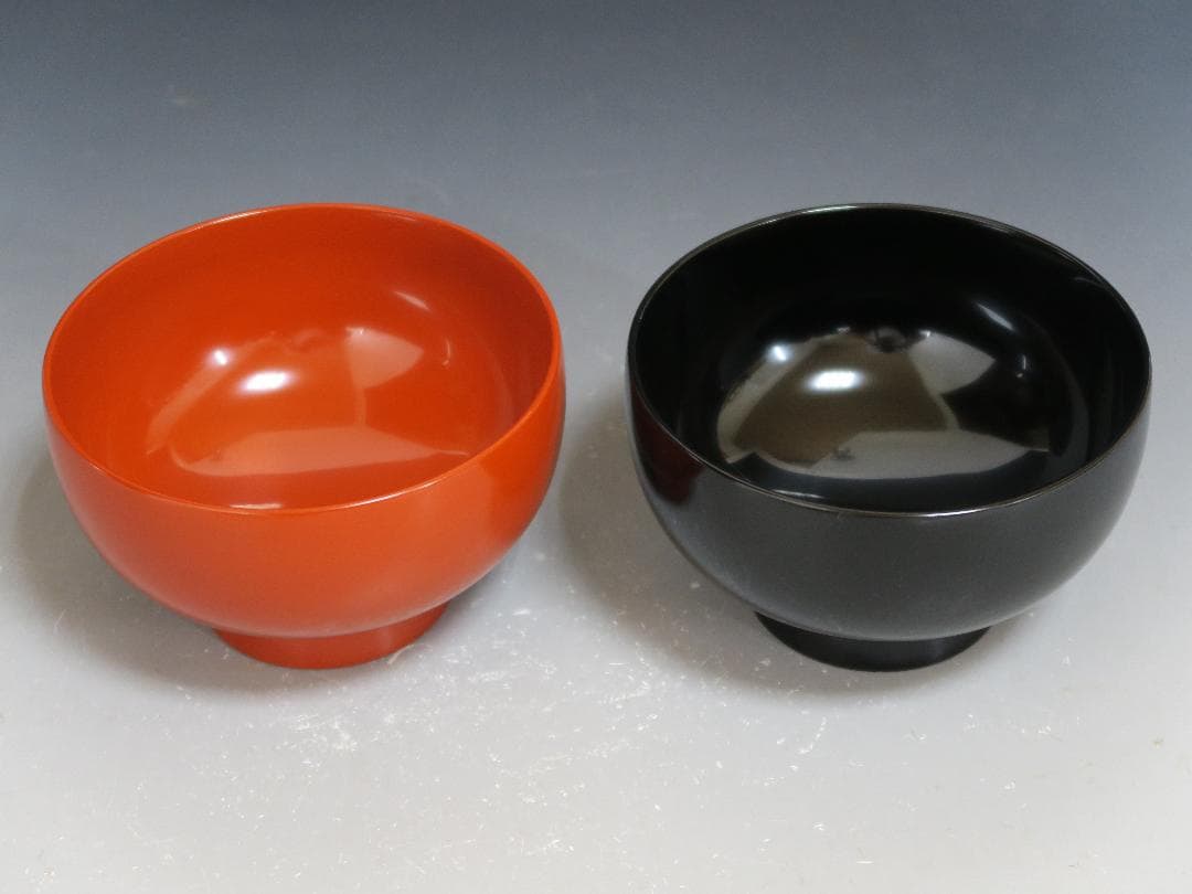 【輪島塗】夫婦椀 洗朱 黒 高台黒塗 天然木 二客揃 共箱