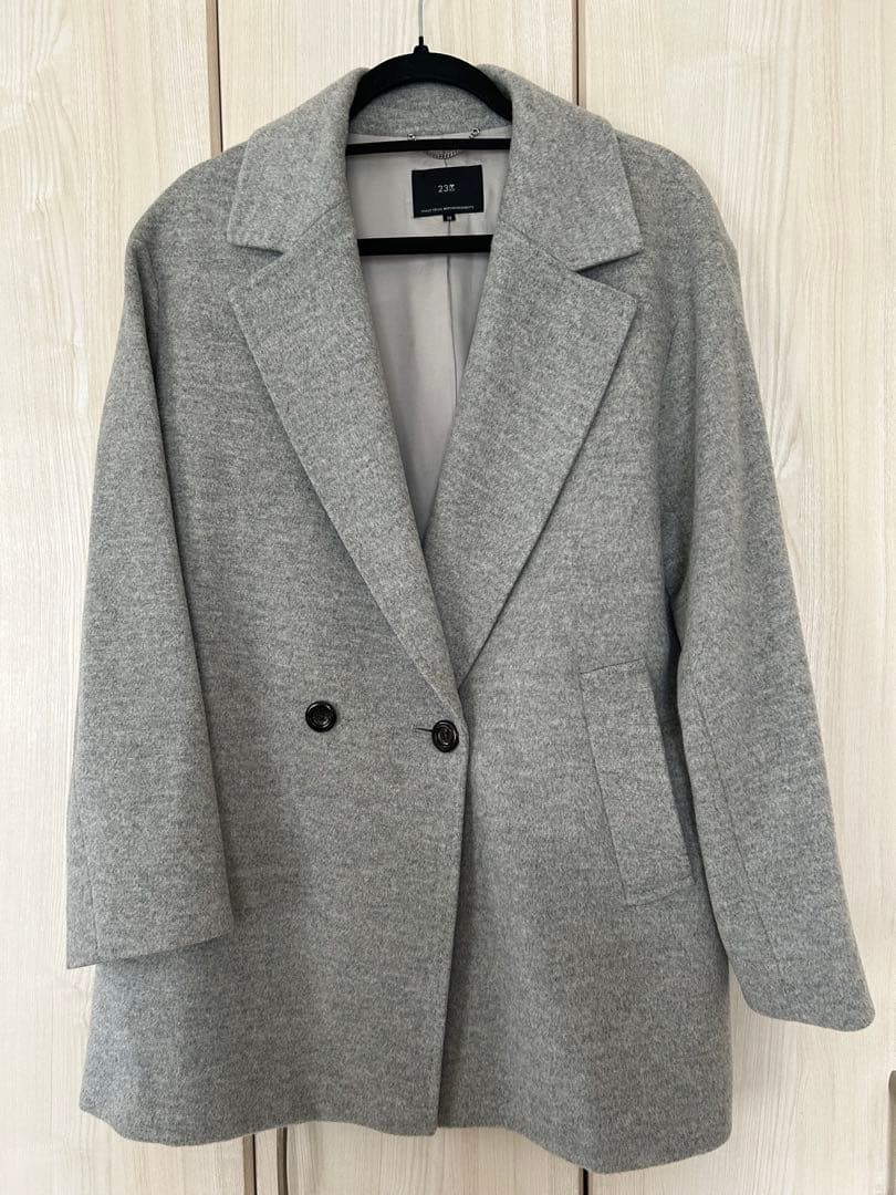 23区　ウールアンゴラビーバーチェスターコートライトグレー　38 23区 チェスターコート アンゴラビーバー ライトグレー 38 ONWARD[23区