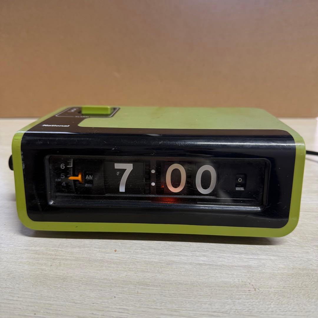 ナショナル交流目覚時計ヤングスヤスヤ パタパタ時計 TG02 緑 グリーン