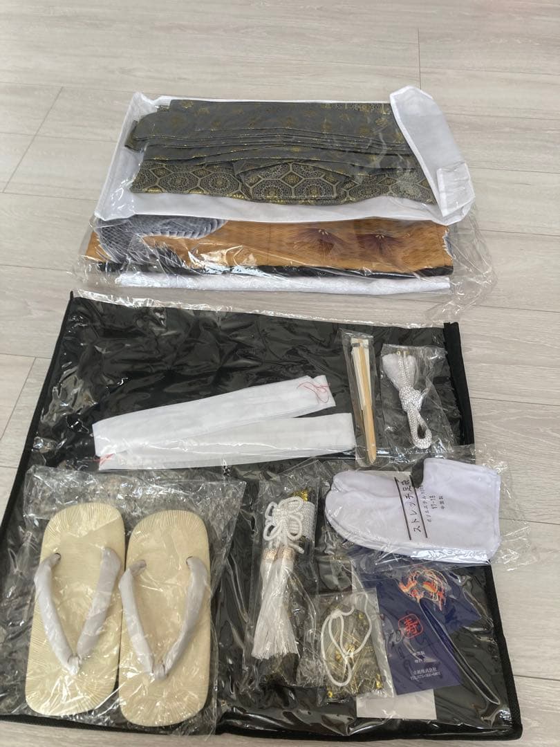 京越卸屋　七五三 着物セット 12点 鷹龍-金茶-藍鼠袴　男の子 5歳