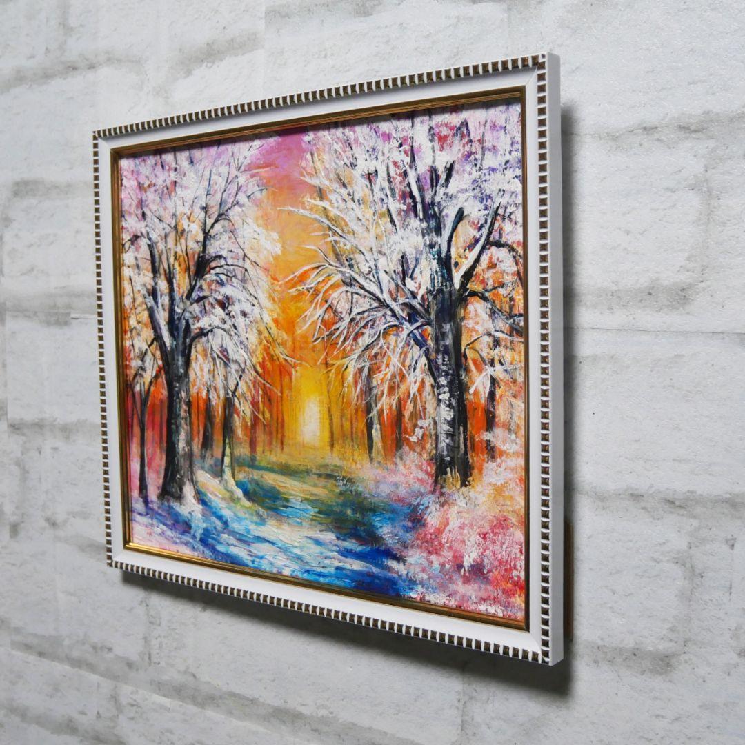 油絵 油彩 油彩画 絵 絵画【冬の夕陽】