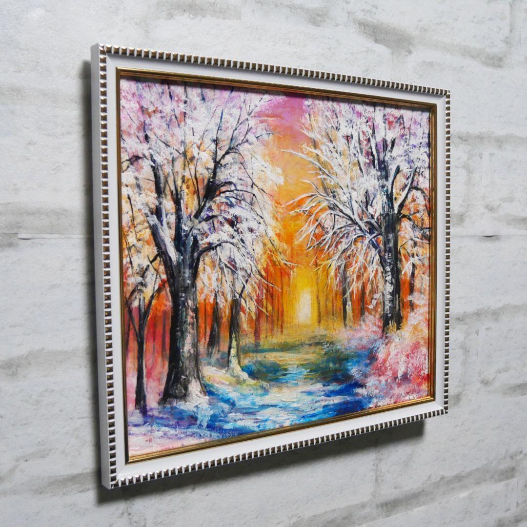 油絵 油彩 油彩画 絵 絵画【冬の夕陽】