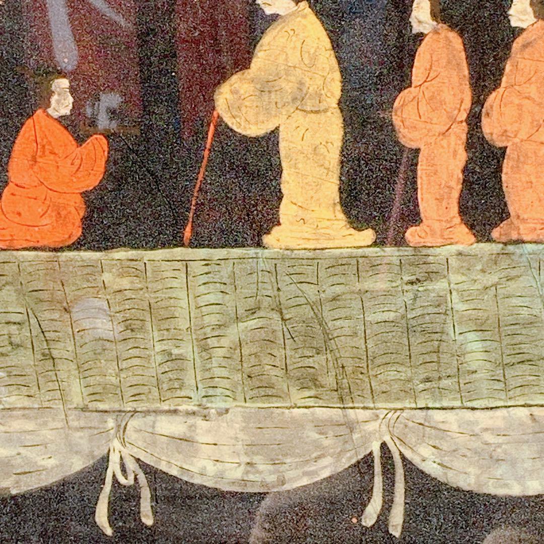 楚国　漢代　帛画　中国　シルク　絹　絵画　額縁　骨董品　馬　王　鳳凰　人　アート