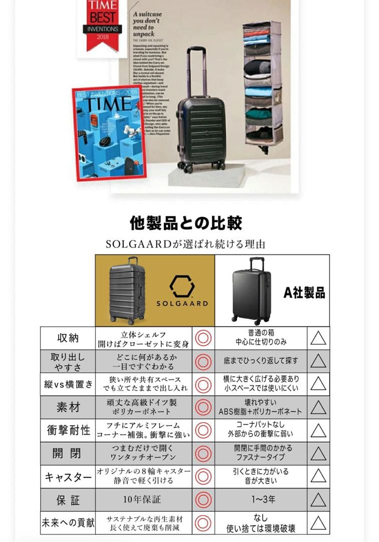 SOLGAARD Trunk Closet -M　中型 60L　時短スーツケース