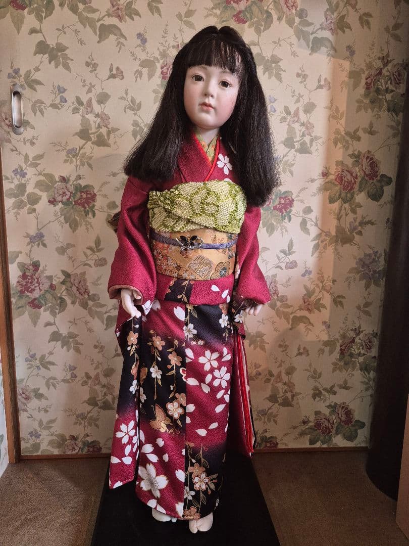 三輪輝子作 姫扇 ビスクドール 創作人形 スタンド 保証書付き