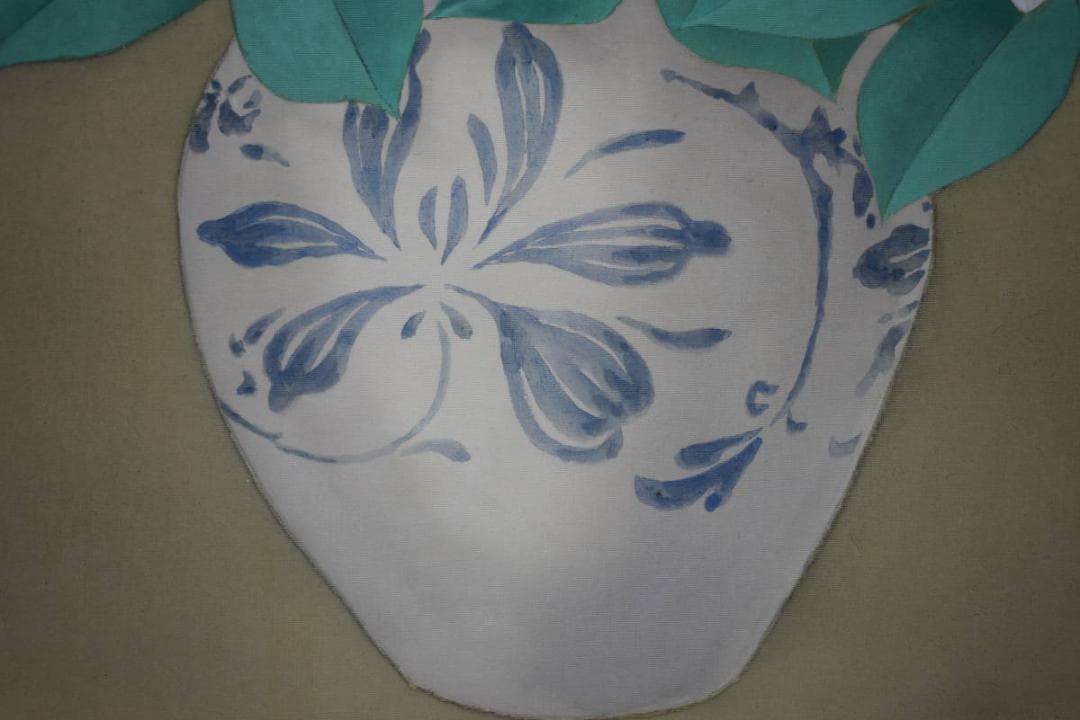 真作/山口華坪/薔薇花瓶図/バラ/布袋屋掛軸HH-884