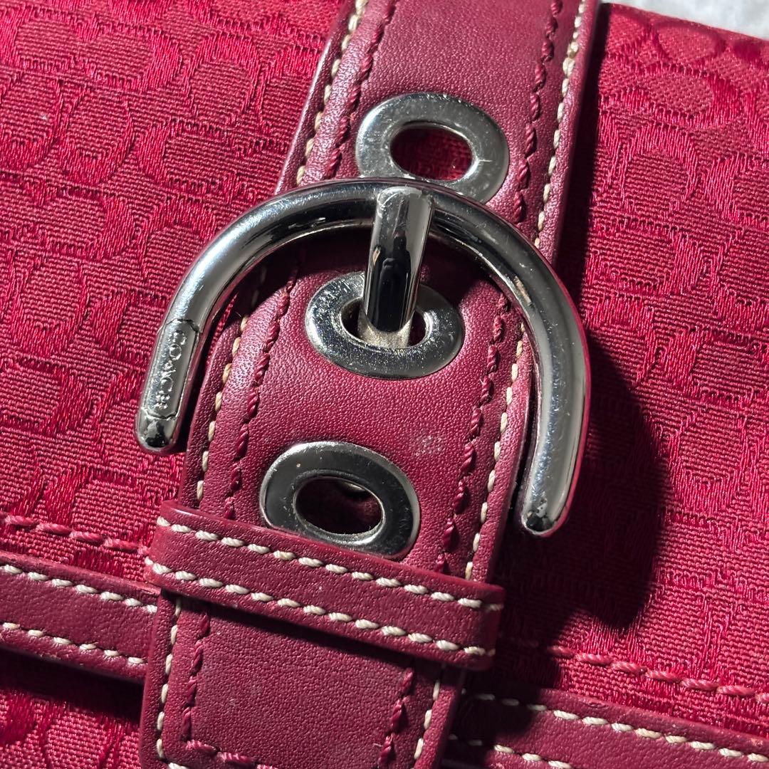 小物 Coach Red Canvas Signature Wallet