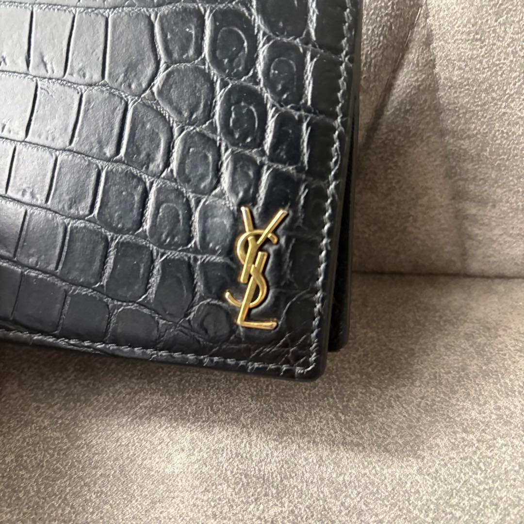 サンローラン YSL クロコダイル マネークリップ タイニー カサンドラ