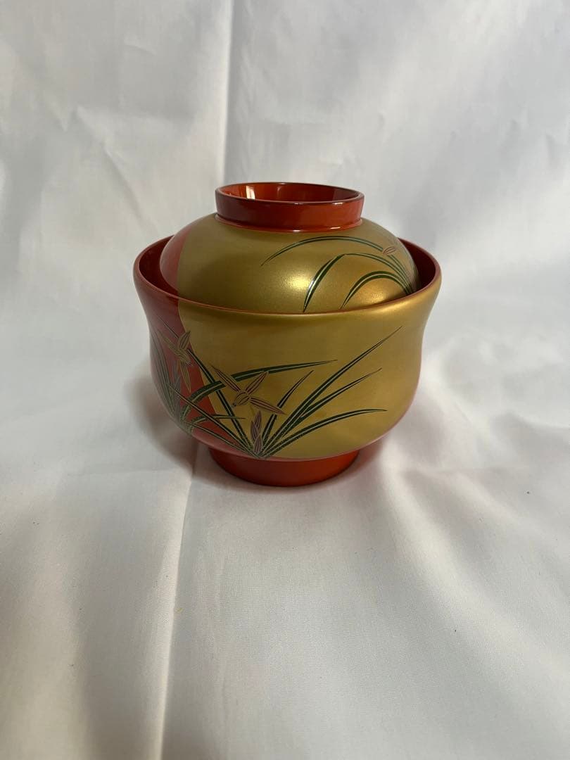 未使用品 輪島塗 吸物椀 5個セット 桐箱 金彩蒔絵 漆器 工藝品