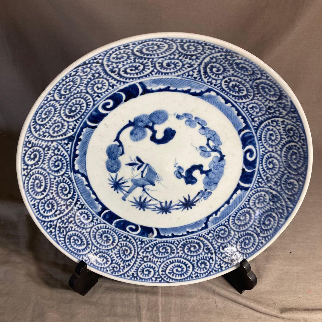 【忠佐伯さん専用】古伊万里の伝統　名窯　染付松竹梅章魚唐草文　大明成化年製　大皿
