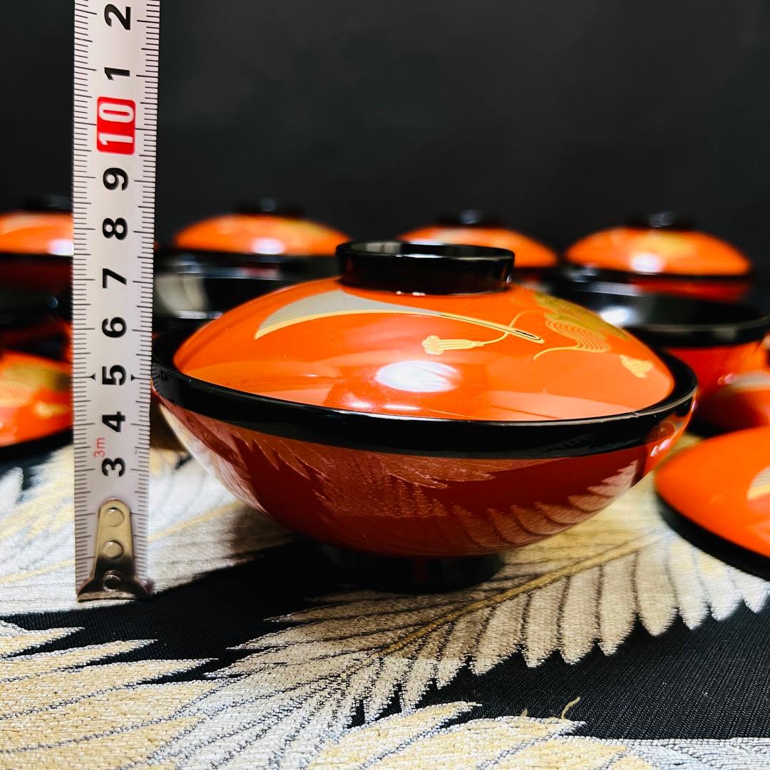漆器　輪島塗　金蒔絵　沈金　木製　蓋付椀　お煮物椀　吸物椀　10客　漆芸