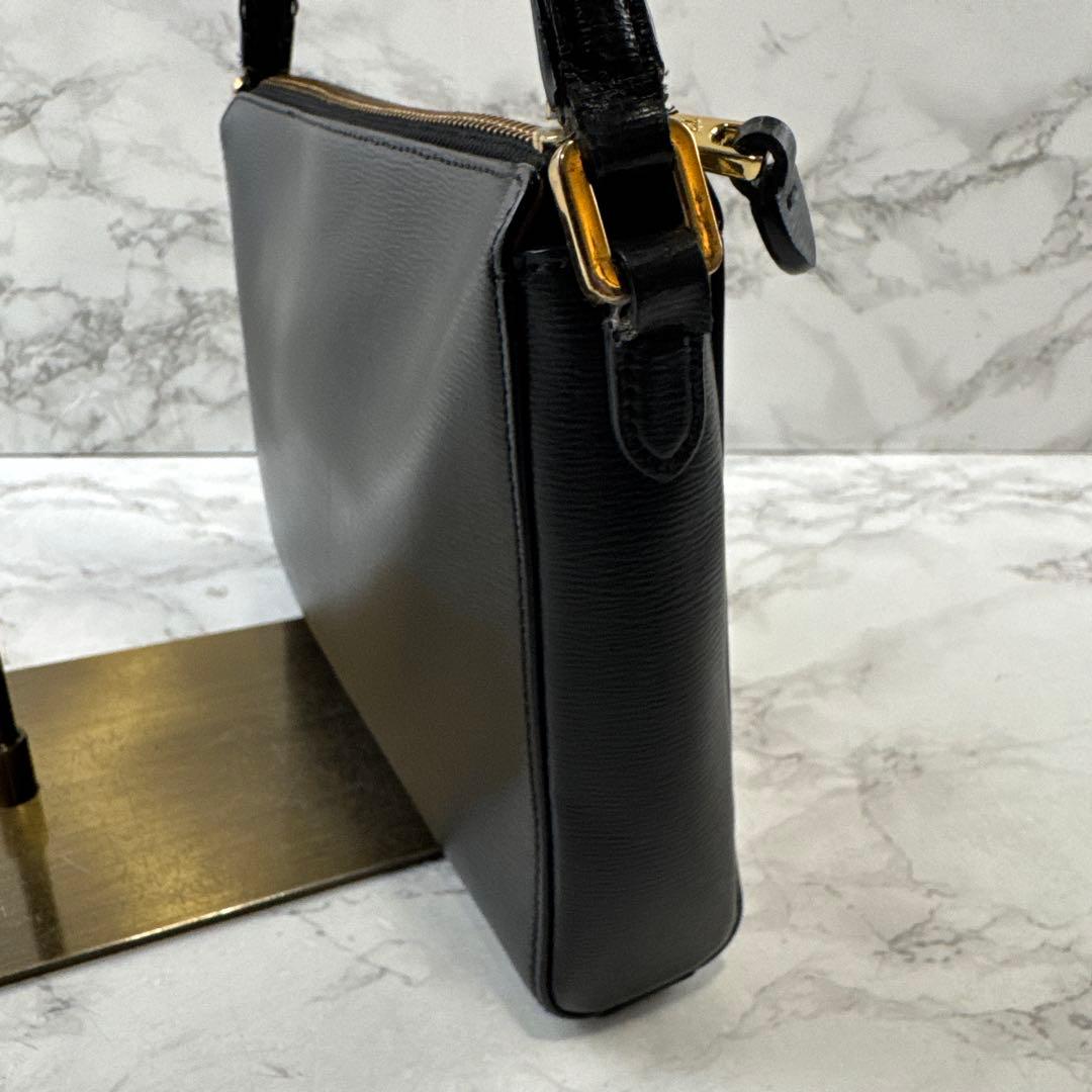 RALPH LAUREN ラルフローレン 本革 レザー ミニショルダーバッグ 黒