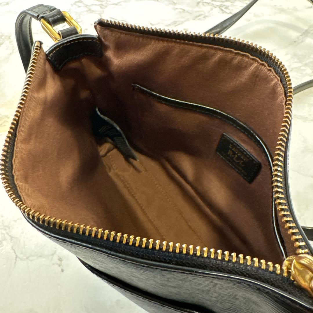 RALPH LAUREN ラルフローレン 本革 レザー ミニショルダーバッグ 黒