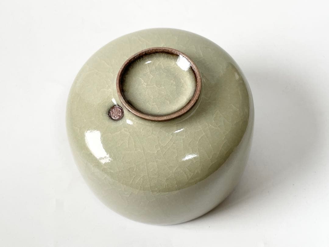 陶芸家作家物原口卓士米色瓷茶碗米色青磁青磁茶碗共箱