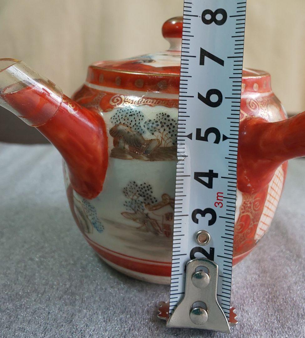 古九谷焼 茶器揃 六点一式 金彩絵巻陶器製急須と茶碗