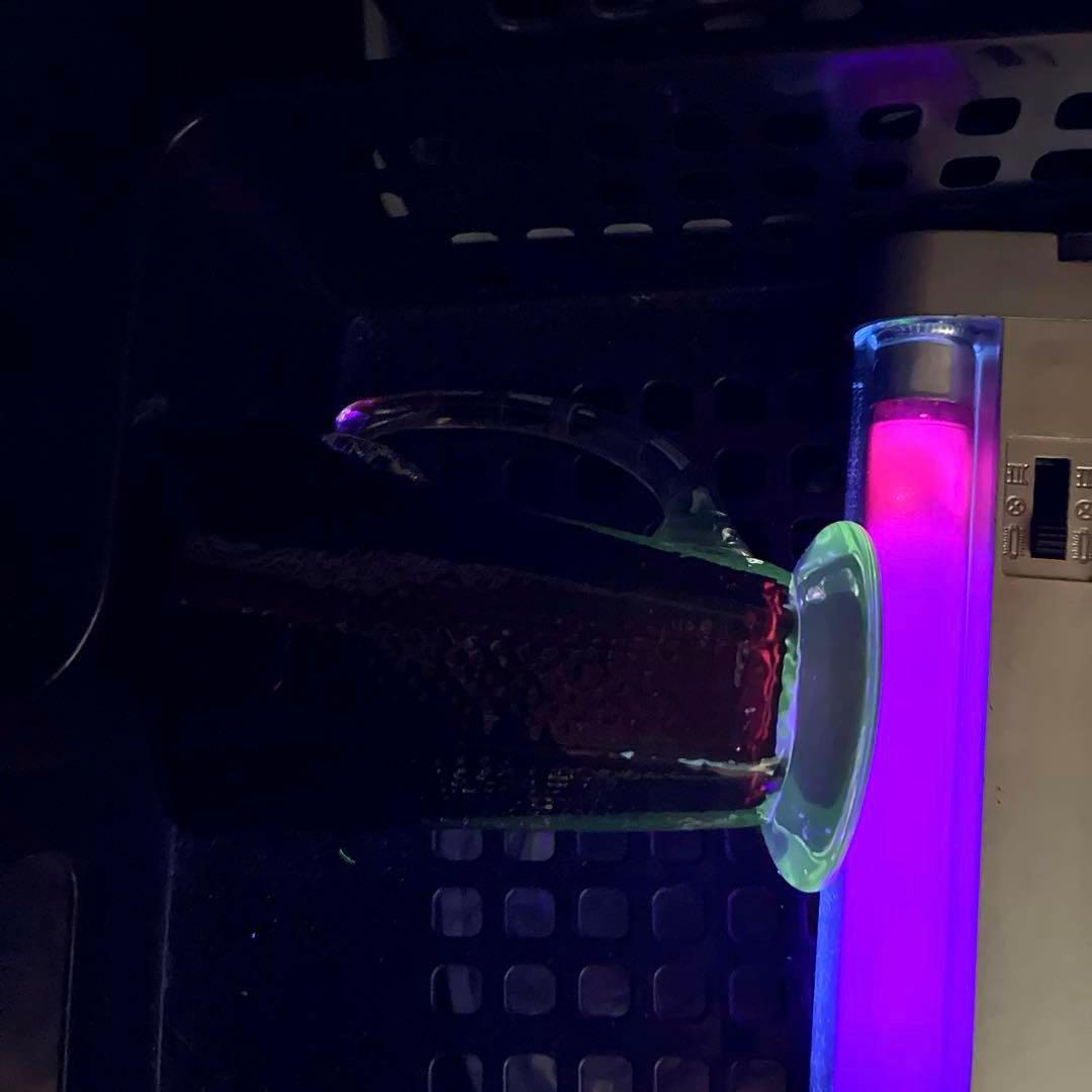 骨董 時代 希少金赤ガラス 取手付き プレス調 アイスクリームコップ