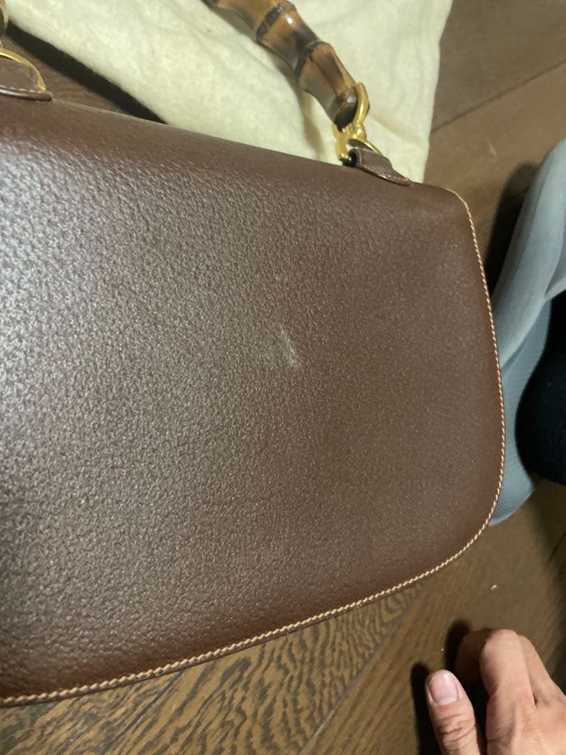 GUCCI グッチ バンブー ハンドバッグ ブラウン レザー 保存袋付き