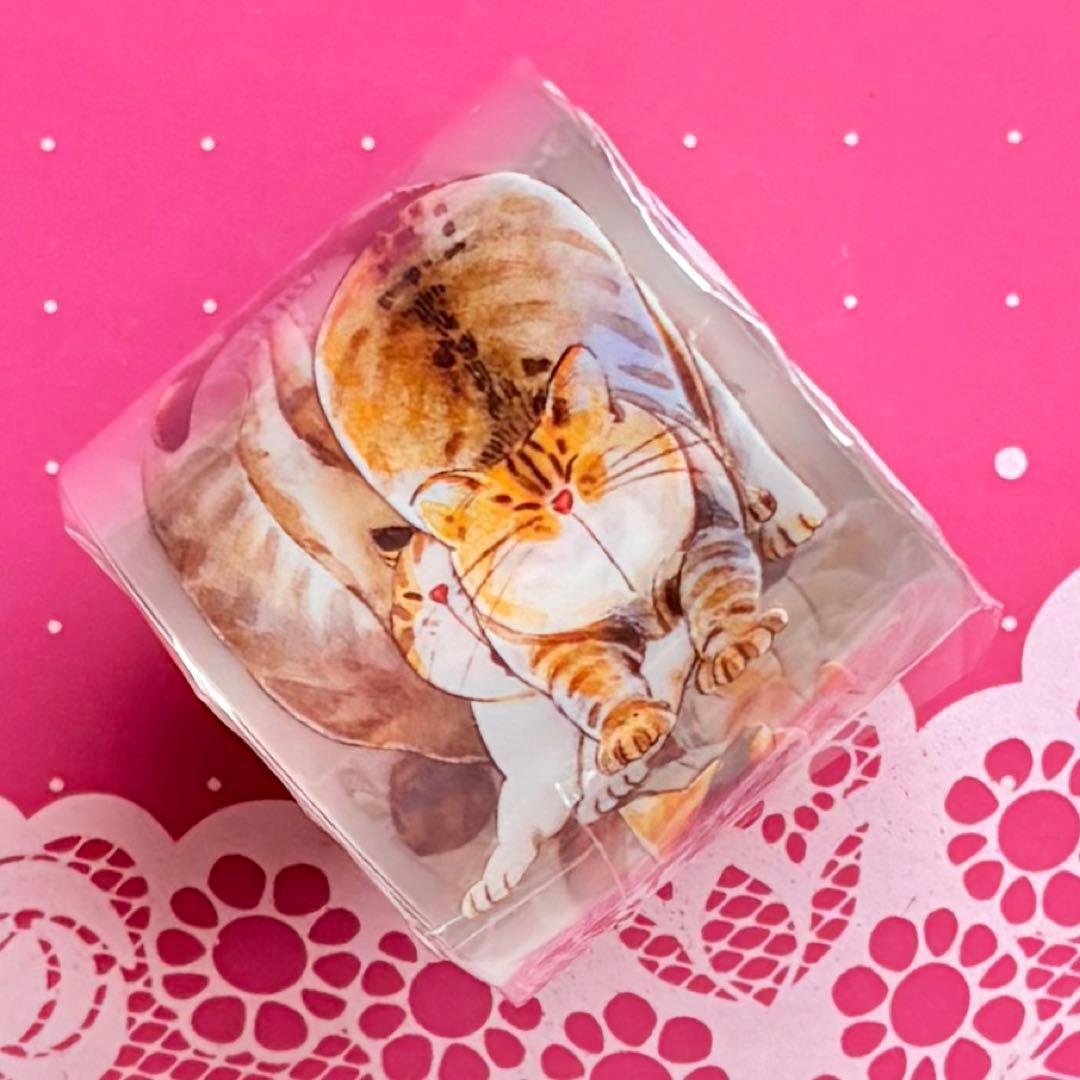 雾面PET 喵〜 ダイカット加工 3.5cm×6m 海外マスキングテープ ネコ