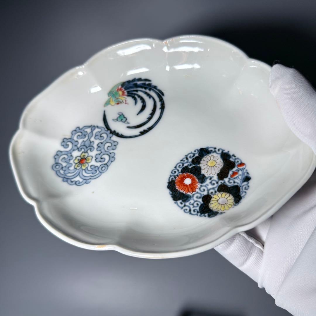 大正〜昭和初期 十二代柿右衛門 錦 丸文様 鳳凰文 変形