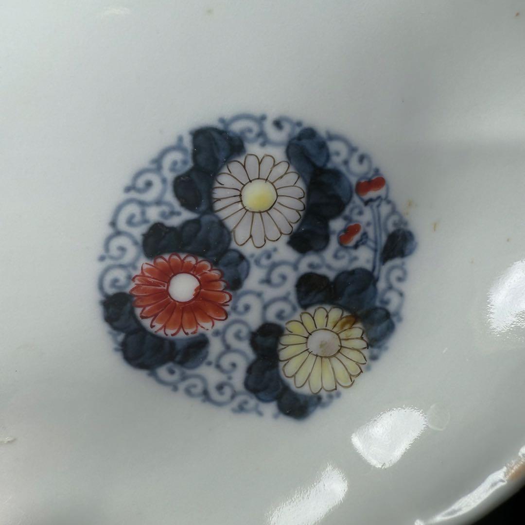 大正〜昭和初期　十二代柿右衛門　錦　丸文様　鳳凰文　変形皿　角福　十枚　希少な器