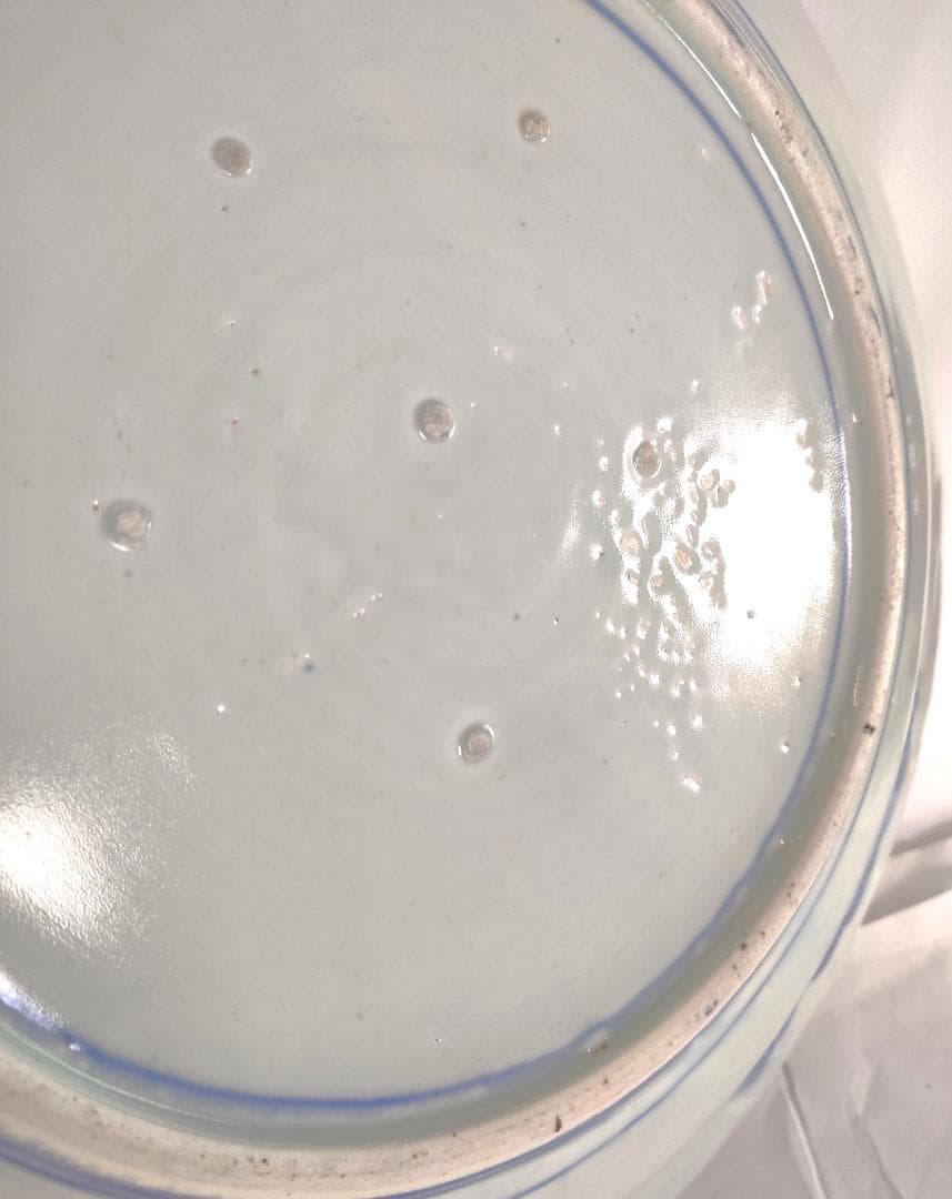 陶器 大皿 染付 バナナの木 Aa-226