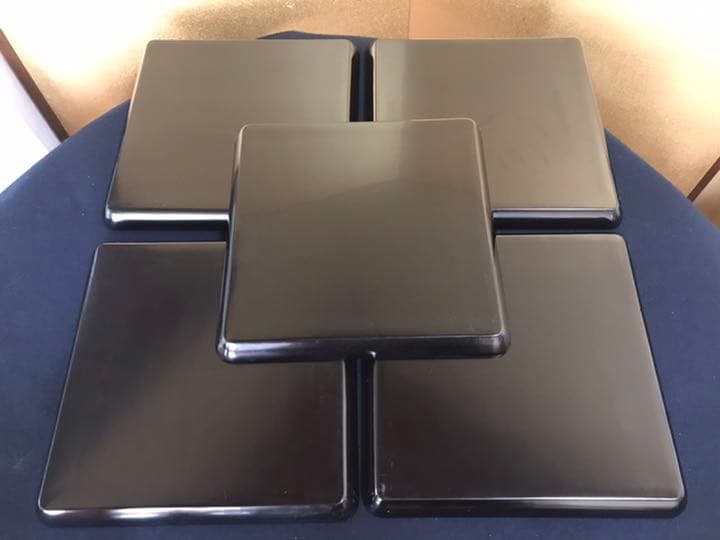 懐石道具 輪島塗 黒塗銀平目 会席膳 オファー 5客 木製漆器 【京田造