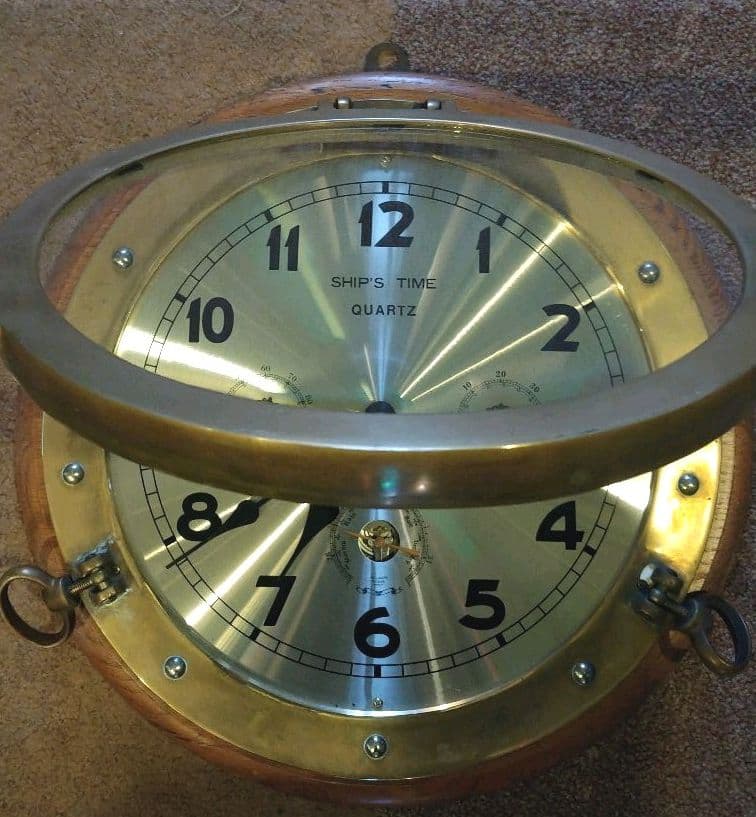 レア アンティーク 海兵隊 真鍮船舶 ポートホールタイプ アナログ壁掛け時計