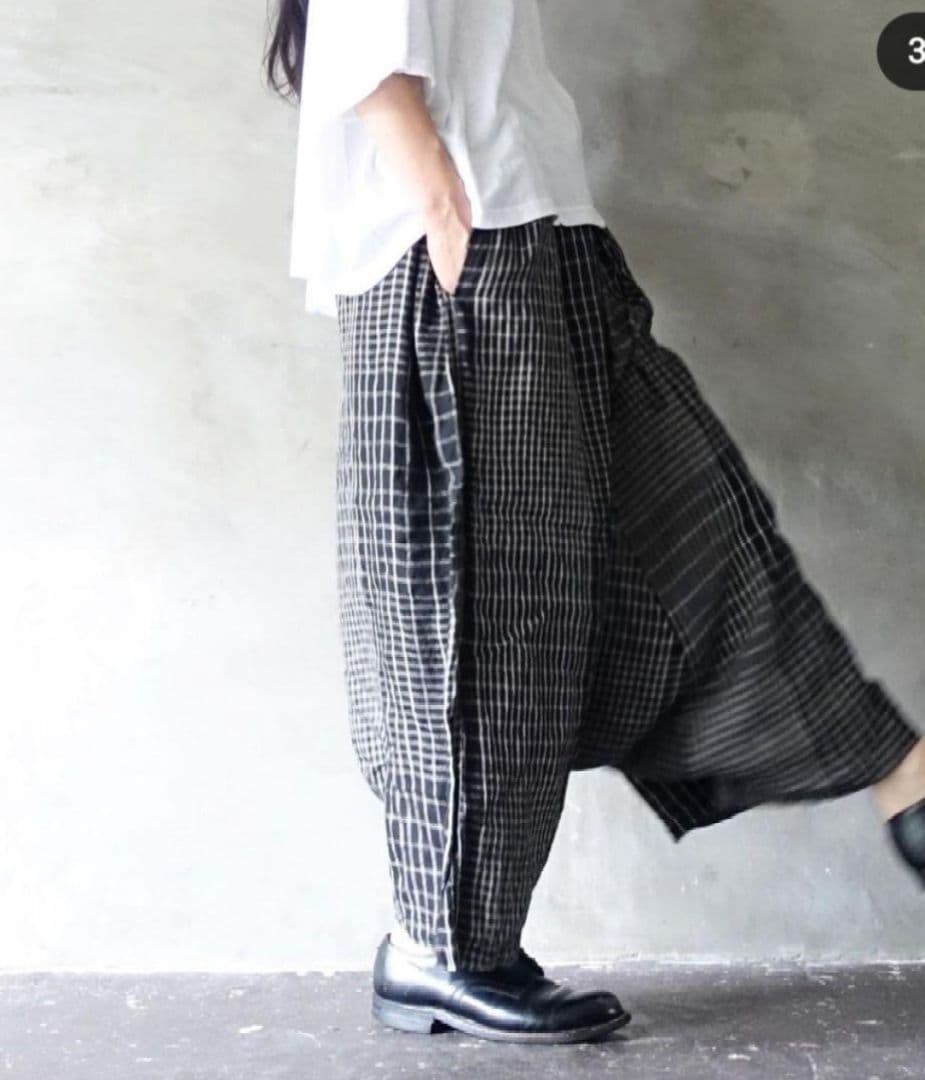 ichi Antiquites 限定 ヴィンテージチェックサルエルパンツ